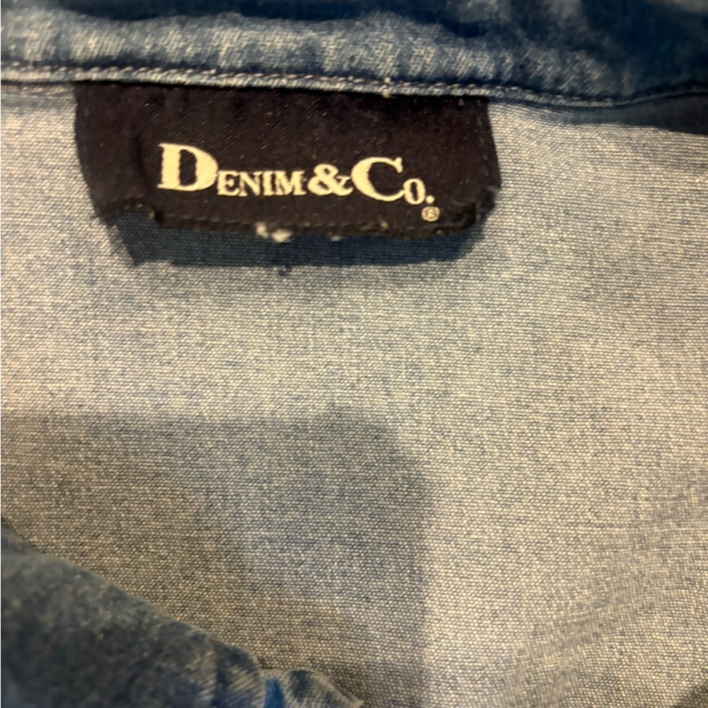 Denim & Co Embroidered Denim Jacket Butterfly Floral Boho L XL - Picture 11 of 12